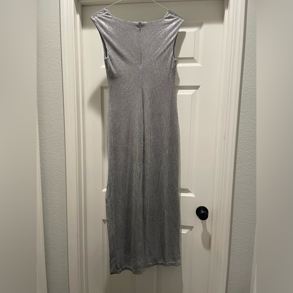 Connected Apparel Silver Metallic Evening Dress - Picture 2 of 7